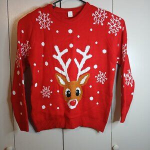 Ventelan Women's Large Red/White Christmas Sweater (0721G1)